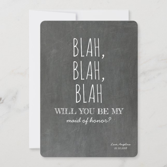 Blah Blah Funny Bridesmaid Proposal Invitation (Front)