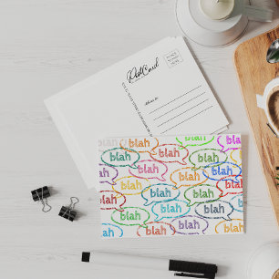 Blah Blah Funny Colourful Cute Say Hello Custom Postcard