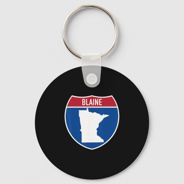 Blaine Minnesota Map Highway Interstate Sign Souve Key Ring (Front)