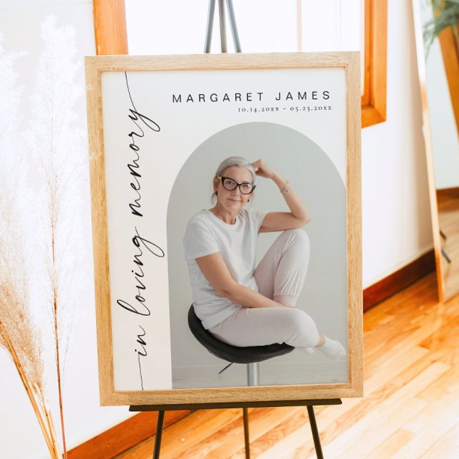 BLAIR Boho Arch Photo Memorial Funeral Welcome Poster (Creator Uploaded)