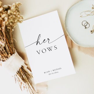BLAIR Boho Minimalist Her Wedding Vows Card