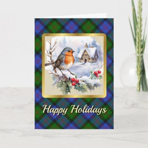 Blair Crest & Tartan w/Robin Personalised Card