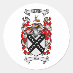 BLAIR FAMILY CREST -  BLAIR COAT OF ARMS CLASSIC ROUND STICKER