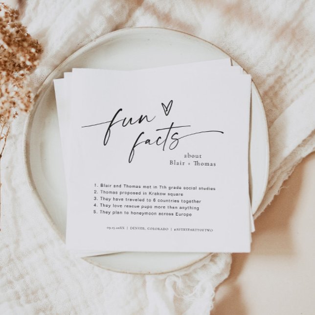BLAIR Fun Facts Wedding Napkins, Modern Minimalist Napkin (Creator Uploaded)