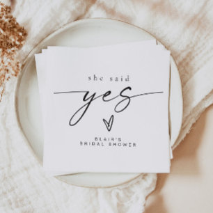 BLAIR Minimalist Boho She Said Yes Bridal Shower Napkin