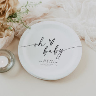 BLAIR Modern Minimal Boho Oh Baby Shower Paper Plate