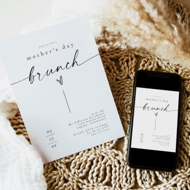 BLAIR Modern Minimalist Heart Mother's Day Brunch Invitation (Creator Uploaded)