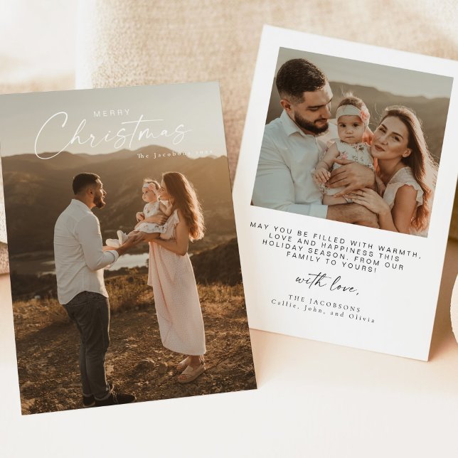 BLAIR Modern Script Simple Photo Christmas Card (Creator Uploaded)