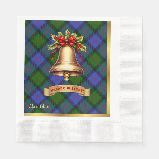 Blair Personalised Tartan Christmas Napkin (Front)