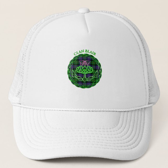 Blair Scottish Tartan Celtic Thistle Trucker Hat (Front)