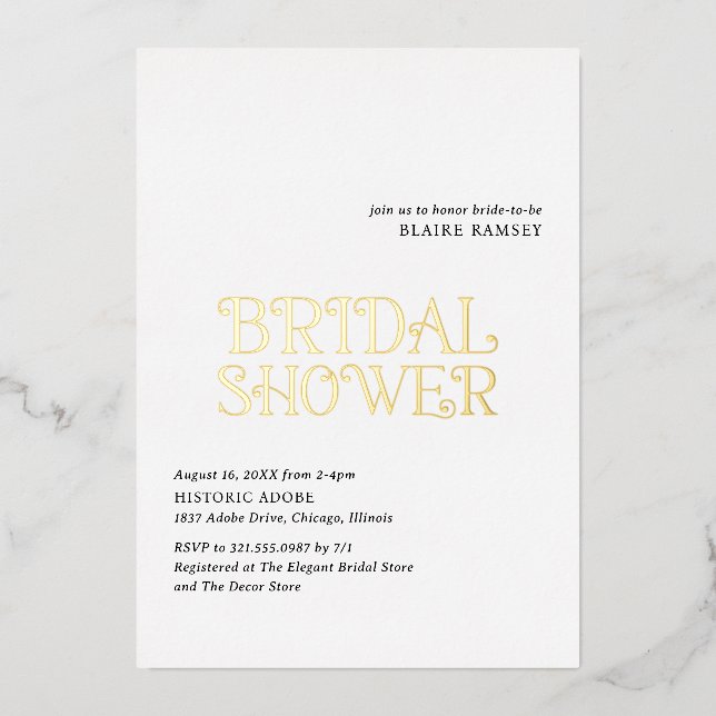 Blaire Black White Modern Bridal Shower (Front)