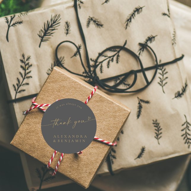 BLAIRE Modern Calligraphy Wedding Sweet Thank You Classic Round Sticker (Creator Uploaded)