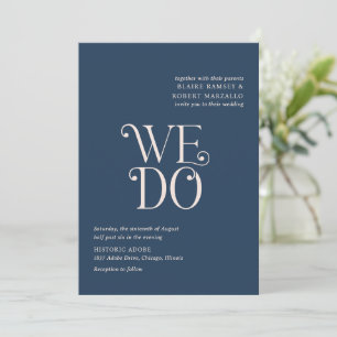 Blaire Navy Blue Modern Wedding Invitation