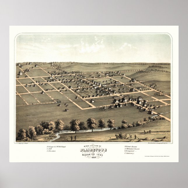 Blairstown, IA Panoramic Map - 1868 Poster (Front)