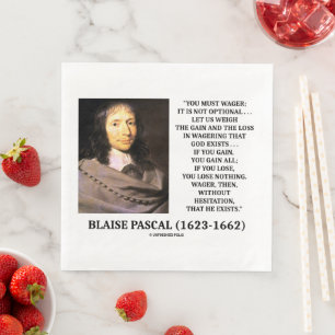 Blaise Pascal Gain Loss Wagering God Exists Quote Napkin