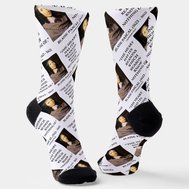 Blaise Pascal Heart Reasons Reason Know Nothing Of Socks (Angled)