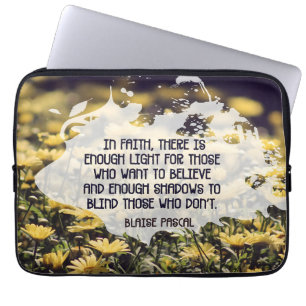 Blaise Pascal Inspirational Quote "In faith" Laptop Sleeve