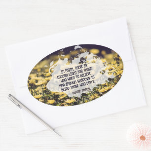 Blaise Pascal Inspirational Quote "In faith" Oval Sticker