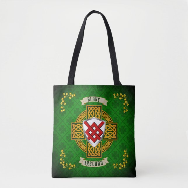 Blake Irish Shield & Celtic Cross Personalised Tote Bag (Front)