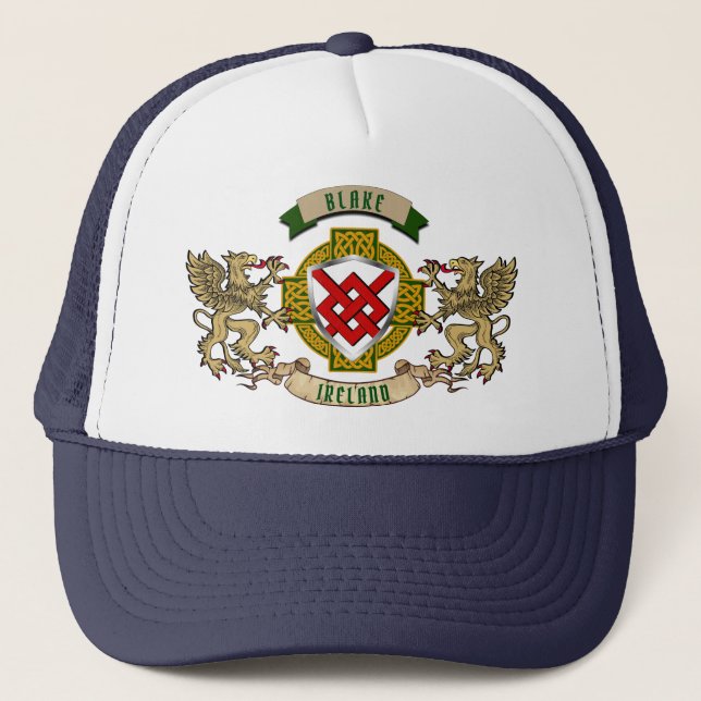 Blake Irish Shield & Griffins Personalised   Trucker Hat (Front)