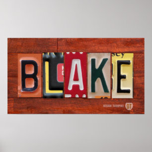 BLAKE License Plate Lettering Name Sign Poster