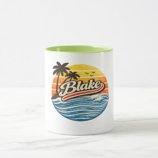 Blake Retro Sunset Name Design Mug