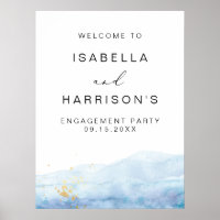 BLAKELY Blue Watercolor Engagement Party Welcome