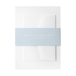 BLAKELY Modern Minimalist Dusty Blue Beach Wedding Invitation Belly Band