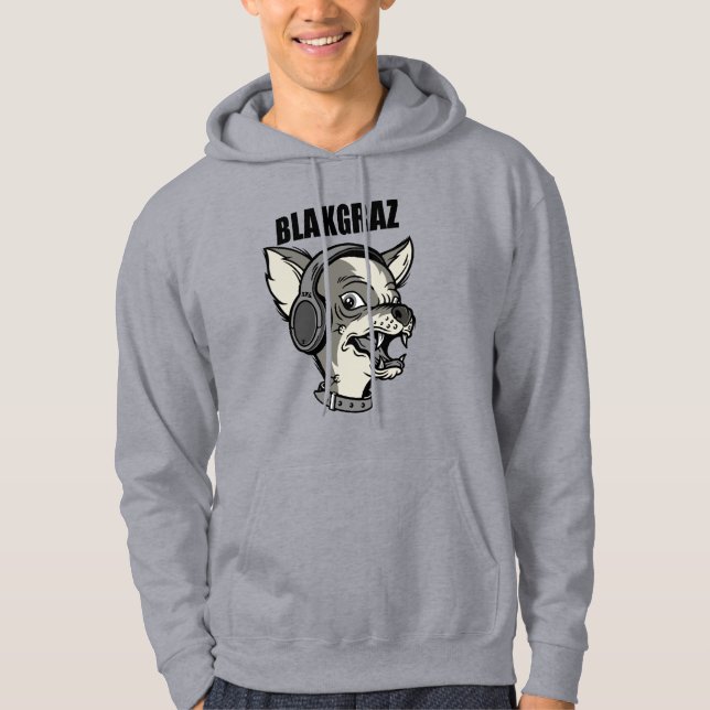 Blakgraz Lucy the Dog with Headphones T-Shirt Hoodie (Front)
