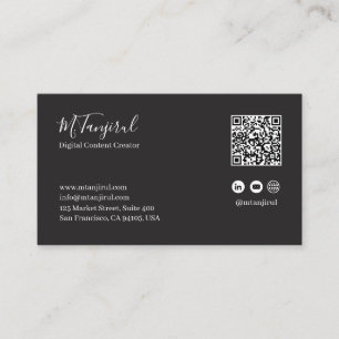 Blakish and Deep Blue Mandala QR Code Business Card