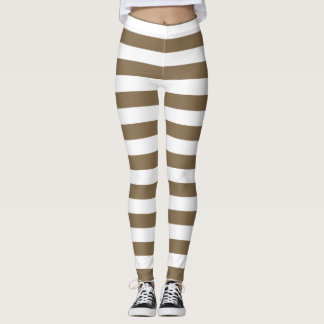 Blakish brown and white colour horizontal striped leggings