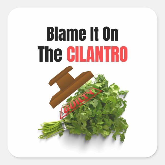 Blame It on the Cilantro – Funny Guilty Herb  Square Sticker (Front)