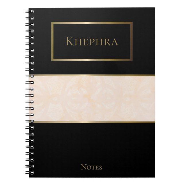 Blanc Cream Batik Simple Name Notebook (Front)