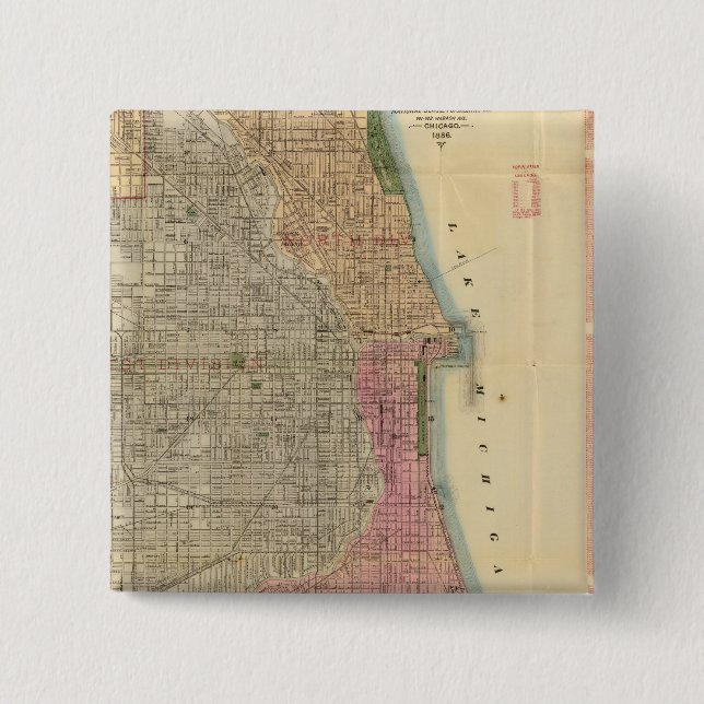 Blanchard's guide map of Chicago 15 Cm Square Badge (Front)