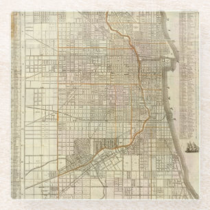 Blanchard's guide map of Chicago 2 Glass Coaster