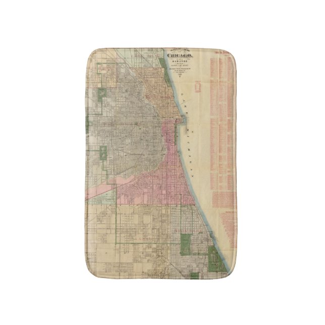 Blanchard's guide map of Chicago Bath Mat (Front Vertical)