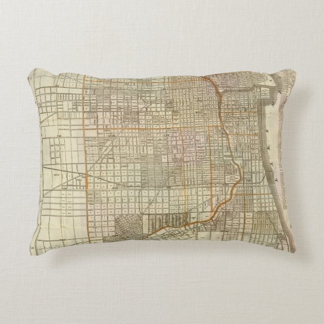 Blanchard's guide map of Chicago Decorative Cushion (Front)