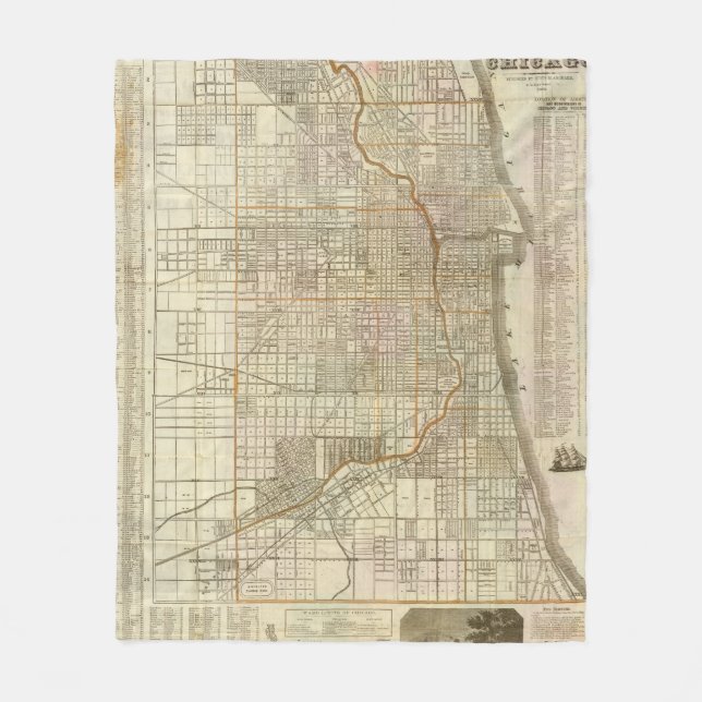 Blanchard's guide map of Chicago Fleece Blanket (Front)