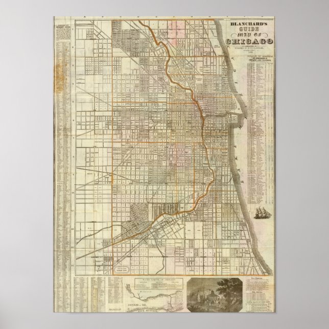 Blanchard's guide map of Chicago Poster (Front)