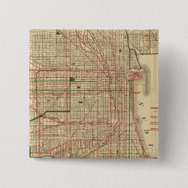 Blanchard's map of Chicago 15 Cm Square Badge (Front)