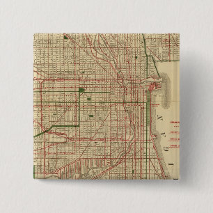 Blanchard's map of Chicago 15 Cm Square Badge