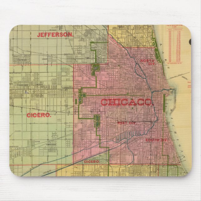 Blanchard's map of Chicago and environs Mouse Pad (Front)