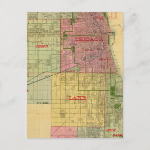 Blanchard's map of Chicago and environs Postcard