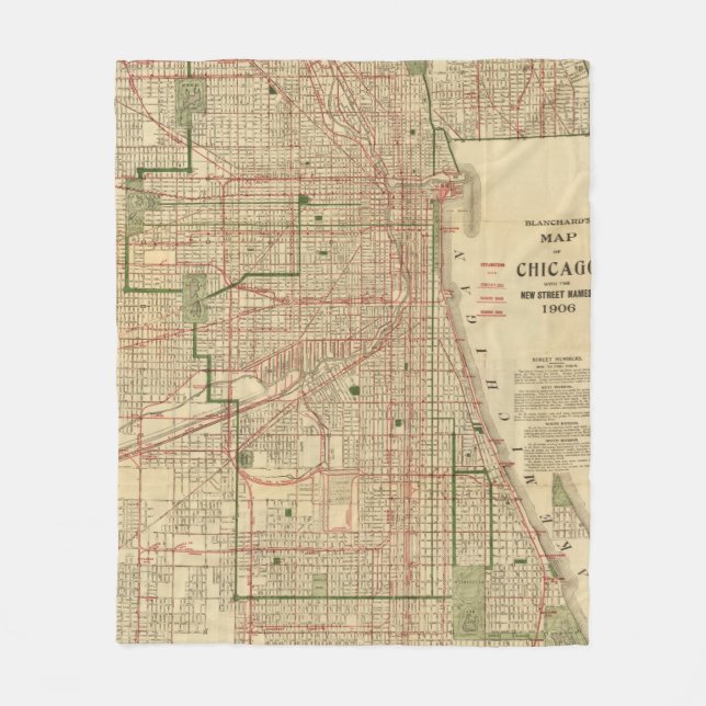 Blanchard's map of Chicago Fleece Blanket (Front)