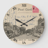 Blanchester Ohio Postcard Clock - Main Street 1951