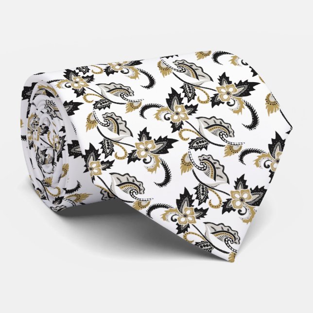 blanco con flores beige tie (Rolled)
