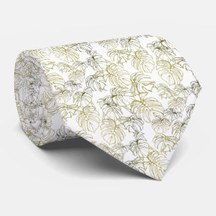 blanco con hojas verdes dispersas tie