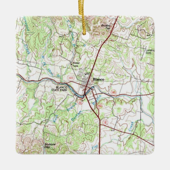 Blanco TX Topo Map Ceramic Ornament (Front)