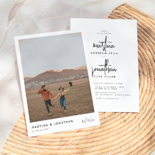 Blanco y Negro Invitación de Boda Sencilla Invitation