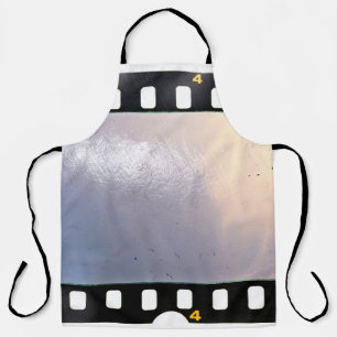 Blank 35mm film frame or strip on white background apron